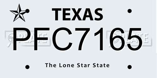 PFC7165 Texas License Plate