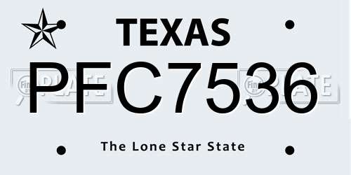 PFC7536 Texas License Plate