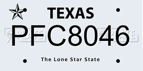 PFC8046 Texas License Plate