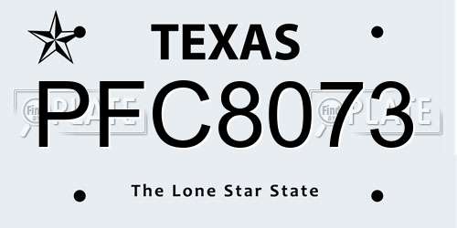 PFC8073 Texas License Plate