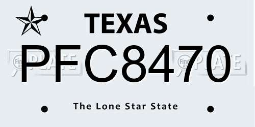 PFC8470 Texas License Plate