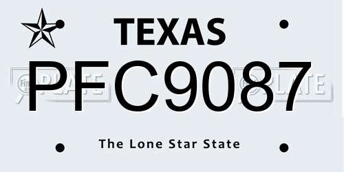 PFC9087 Texas License Plate