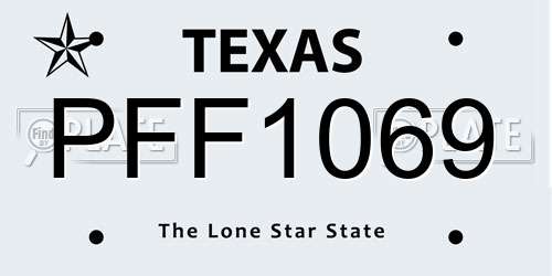 PFF1069 Texas License Plate