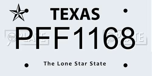 PFF1168 Texas License Plate