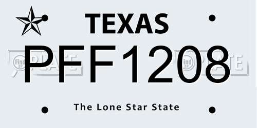 PFF1208 Texas License Plate