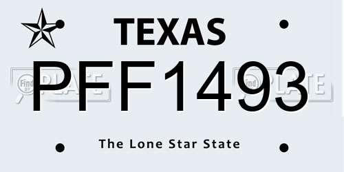 PFF1493 Texas License Plate