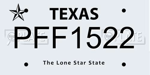 PFF1522 Texas License Plate