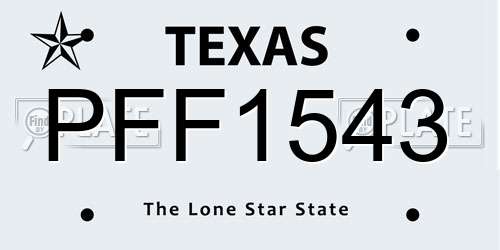 PFF1543 Texas License Plate