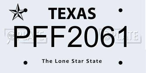 PFF2061 Texas License Plate