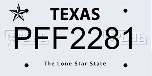 PFF2281 Texas License Plate