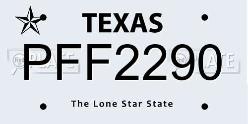 PFF2290 Texas License Plate