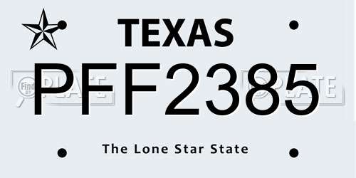 PFF2385 Texas License Plate