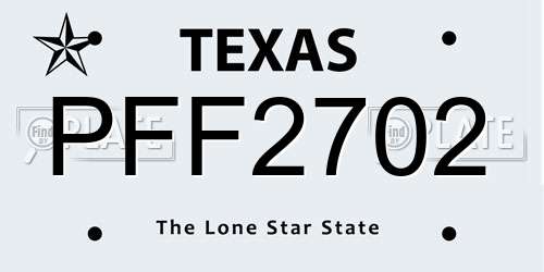 PFF2702 Texas License Plate