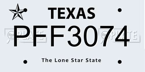 PFF3074 Texas License Plate