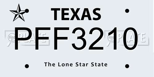 PFF3210 Texas License Plate