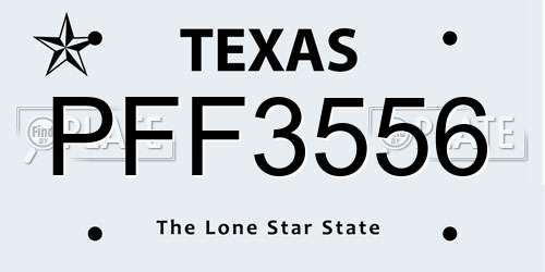 PFF3556 Texas License Plate