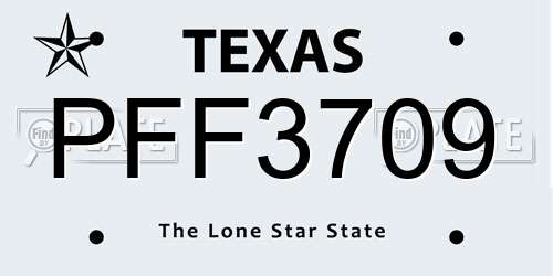 PFF3709 Texas License Plate