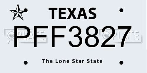 PFF3827 Texas License Plate