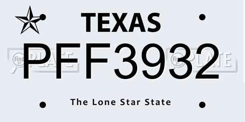 PFF3932 Texas License Plate