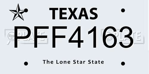 PFF4163 Texas License Plate
