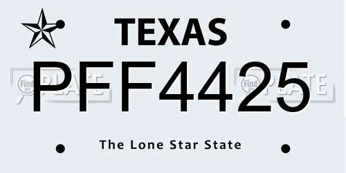 PFF4425 Texas License Plate