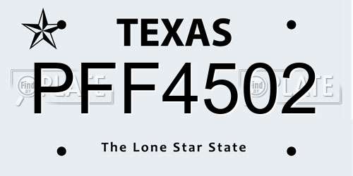 PFF4502 Texas License Plate