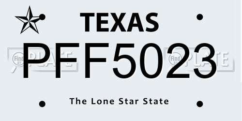PFF5023 Texas License Plate