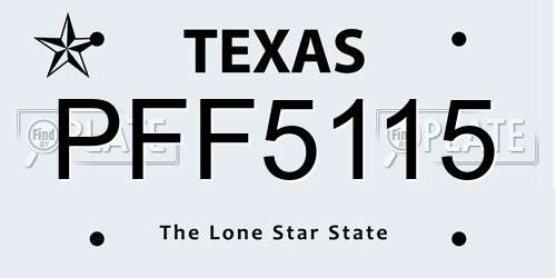 PFF5115 Texas License Plate