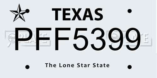 PFF5399 Texas License Plate