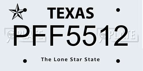 PFF5512 Texas License Plate