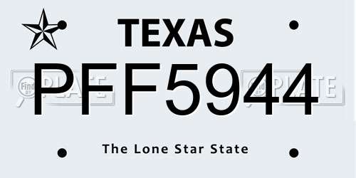 PFF5944 Texas License Plate