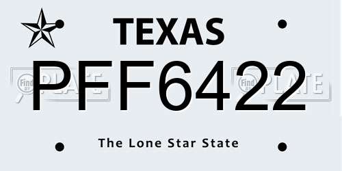 PFF6422 Texas License Plate