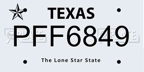 PFF6849 Texas License Plate