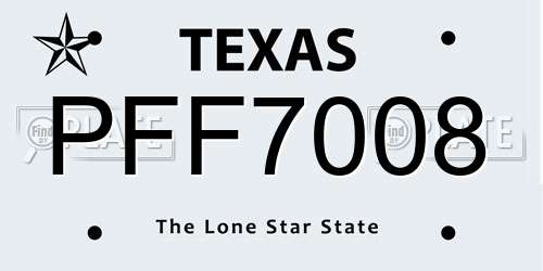 PFF7008 Texas License Plate