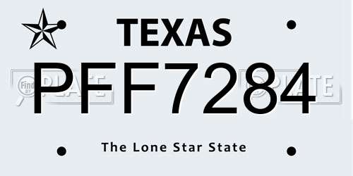 PFF7284 Texas License Plate