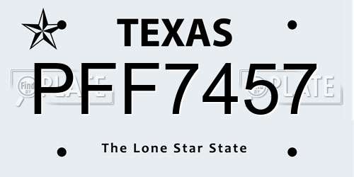 PFF7457 Texas License Plate