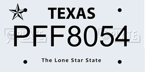 PFF8054 Texas License Plate