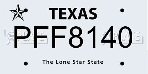 PFF8140 Texas License Plate