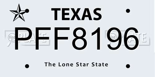 PFF8196 Texas License Plate