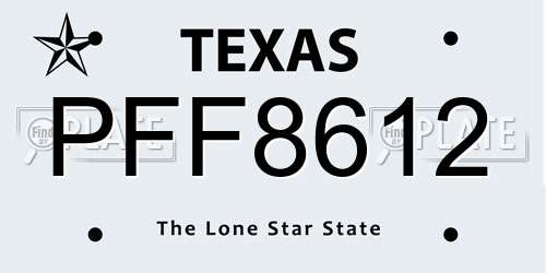 PFF8612 Texas License Plate