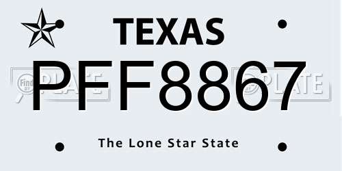PFF8867 Texas License Plate