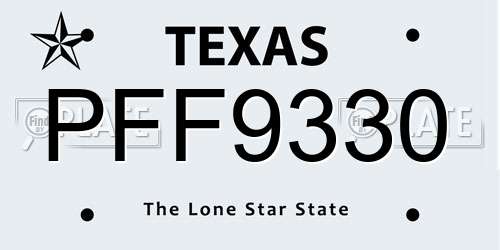 PFF9330 Texas License Plate
