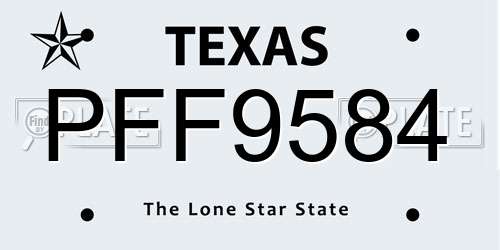 PFF9584 Texas License Plate