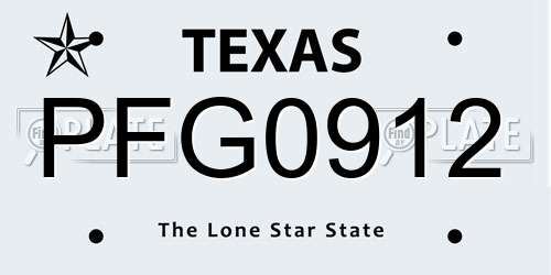 PFG0912 Texas License Plate