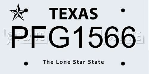 PFG1566 Texas License Plate