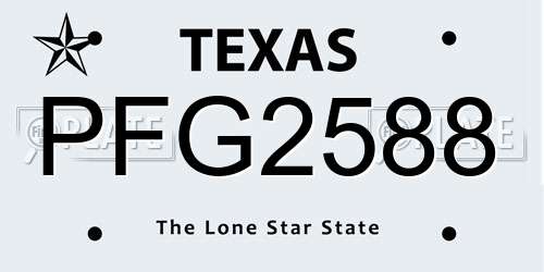 PFG2588 Texas License Plate