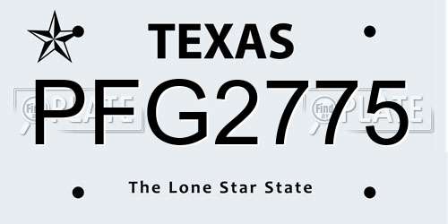 PFG2775 Texas License Plate