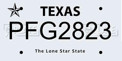 PFG2823 Texas License Plate