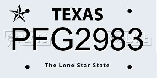 PFG2983 Texas License Plate