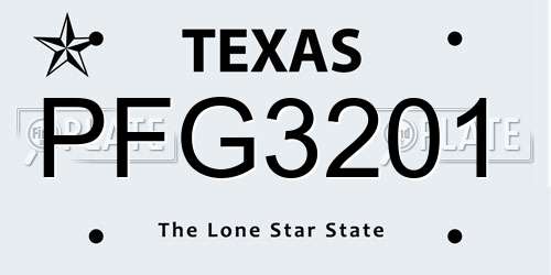 PFG3201 Texas License Plate